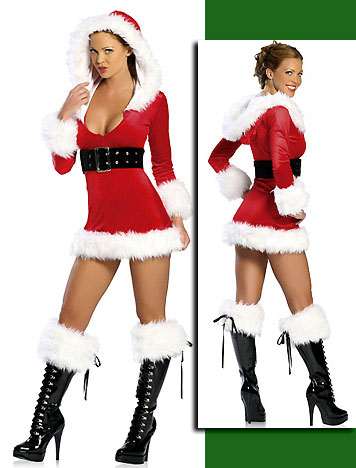 Sexy Sheath Fluffy Hem V-neck Christmas Costume